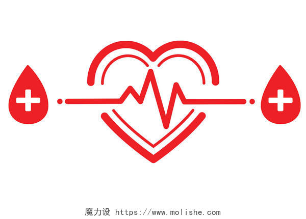 世界献血日护士节红色爱心血滴医疗心电素材